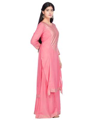 Peach floral print rayon salwar 5