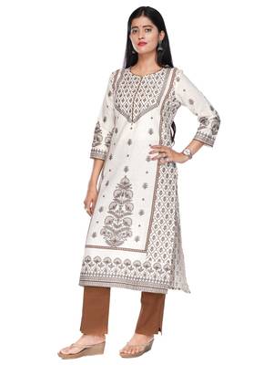 White floral print blended cotton salwar 4