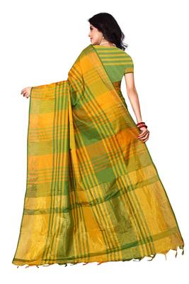 Green plain art silk saree with blouse 2
