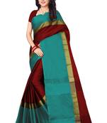 Maroon plain art silk saree with blouse