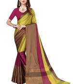 Multi plain art silk saree with blouse