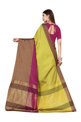 Multi plain art silk saree with blouse 2