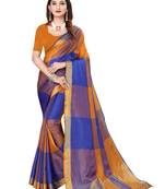 Multi plain art silk saree with blouse