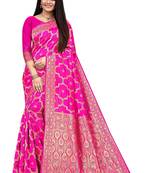 Women's Banarasi Silk Blend Saree With Unstiched Blouse Piece