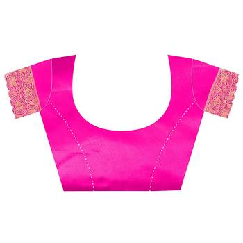 Women's Banarasi Silk Blend Saree With Unstiched Blouse Piece 5