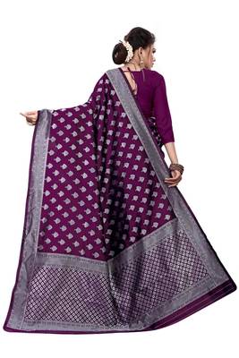 Women's Banarasi Art Silk Blend Saree With Unstiched Blouse Piece 2