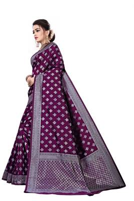 Women's Banarasi Art Silk Blend Saree With Unstiched Blouse Piece 3