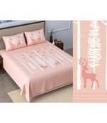 Ridan cotton pink  khadi print king size double bed sheet with pillow cover