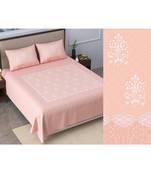 Ridan cotton pink  khadi print king size double bed sheet with pillow cover