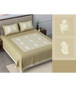Ridan cotton green  khadi print king size double bed sheet with pillow cover