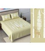Ridan cotton green  khadi print king size double bed sheet with pillow cover