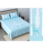 Ridan cotton  blue khadi print king size double bed sheet with pillow cover