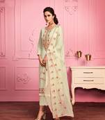 Cream Embroidered Pakistani Pant Suit