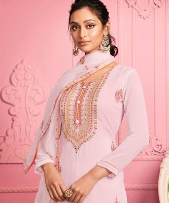 Soft Pink Embroidered Pakistani Pant Suit 2