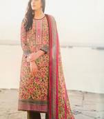 Designer Floral Printed Cotton Suit with Trendy Printed Dupatta