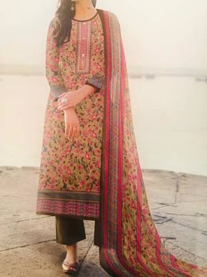 Designer Floral Printed Cotton Suit with Trendy Printed Dupatta 2