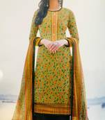 Designer Floral Printed Cotton Suit with Trendy Printed Dupatta