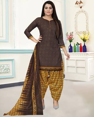 Brown geometric print cotton salwar 1