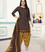 Brown geometric print cotton salwar