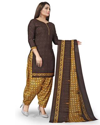 Brown geometric print cotton salwar 4