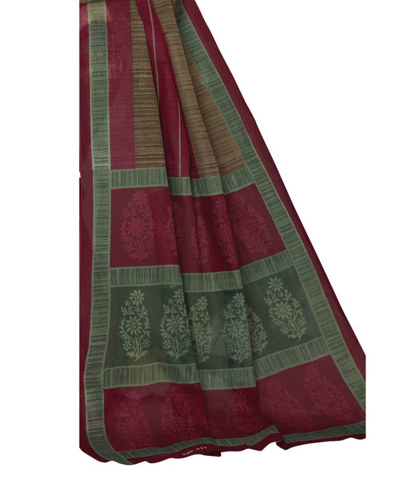 Women's Viscose Silk Olive Printed Designer Saree With Blouse Piece