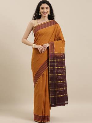 CLASSICATE from the house of The Chennai Silks Mustard Andhra Pure Cotton Saree Without Blouse 1