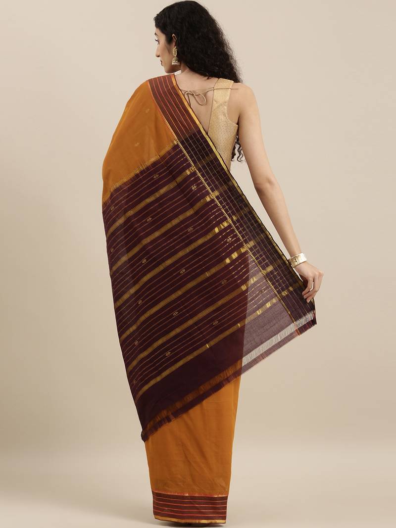 CLASSICATE from the house of The Chennai Silks Mustard Andhra Pure Cotton Saree Without Blouse