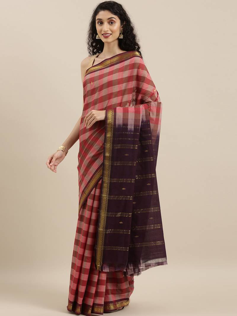 CLASSICATE from the house of The Chennai Silks Multi Andhra Pure Cotton Saree Without Blouse