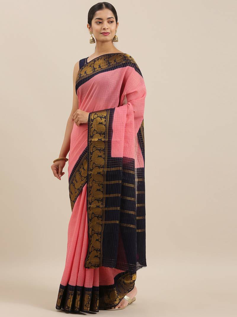 CLASSICATE from the house of The Chennai Silks Rose Madurai Sungudi Pure Cotton Saree Without Blouse