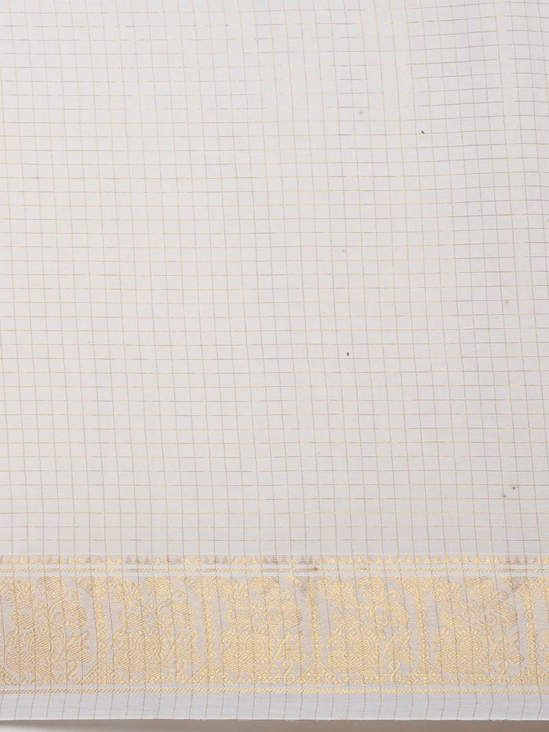 The Chennai Silks Off White Madurai Sungudi Cotton Saree Without Blouse