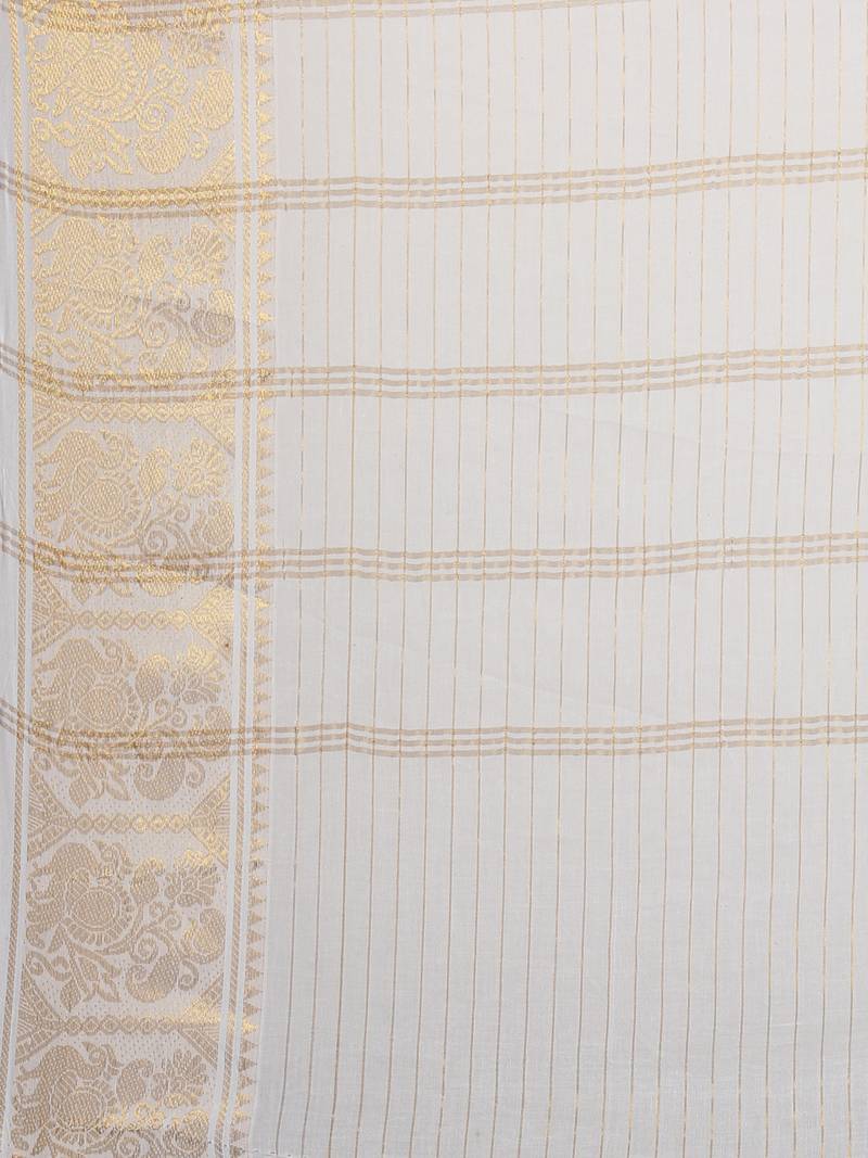 The Chennai Silks Off White Madurai Sungudi Cotton Saree Without Blouse