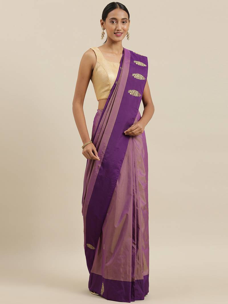 The Chennai Silks Purple Ilkal Pure Silk Saree With Running Blouse