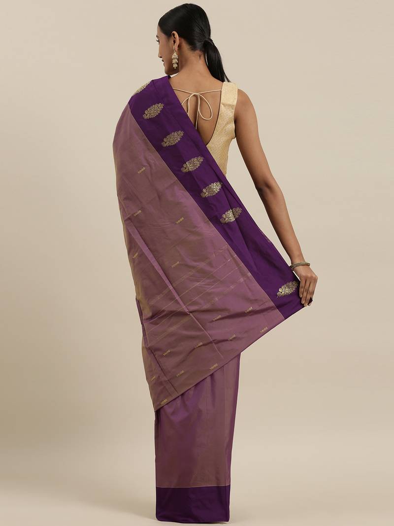 The Chennai Silks Purple Ilkal Pure Silk Saree With Running Blouse