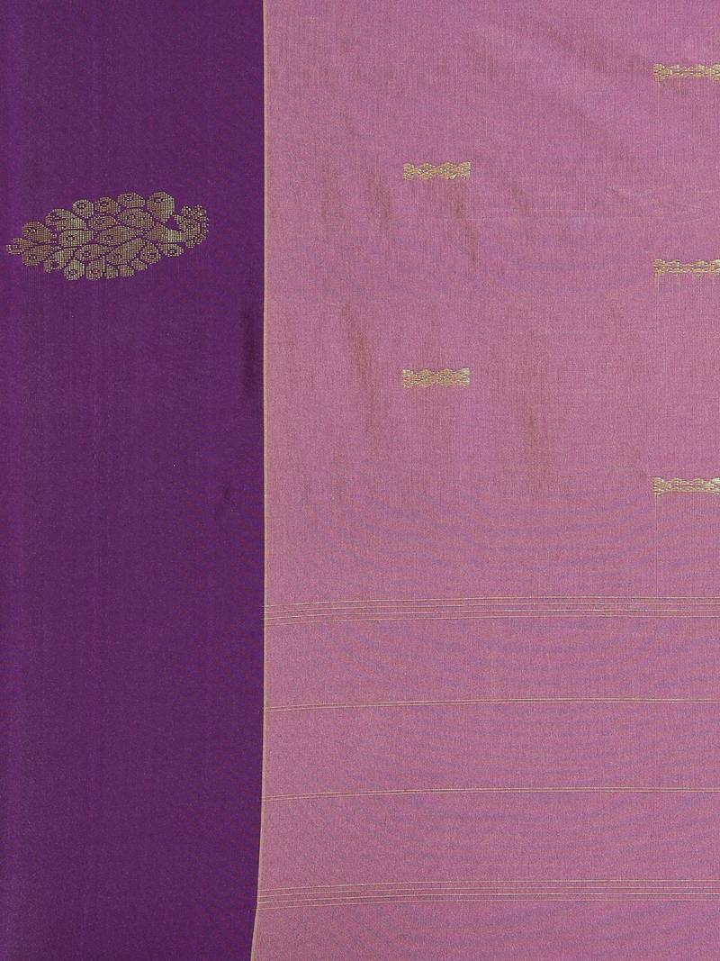 The Chennai Silks Purple Ilkal Pure Silk Saree With Running Blouse