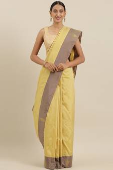 The Chennai Silks Beige Ilkal Pure Silk Saree With Running Blouse