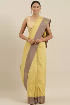The Chennai Silks Beige Ilkal Pure Silk Saree With Running Blouse
