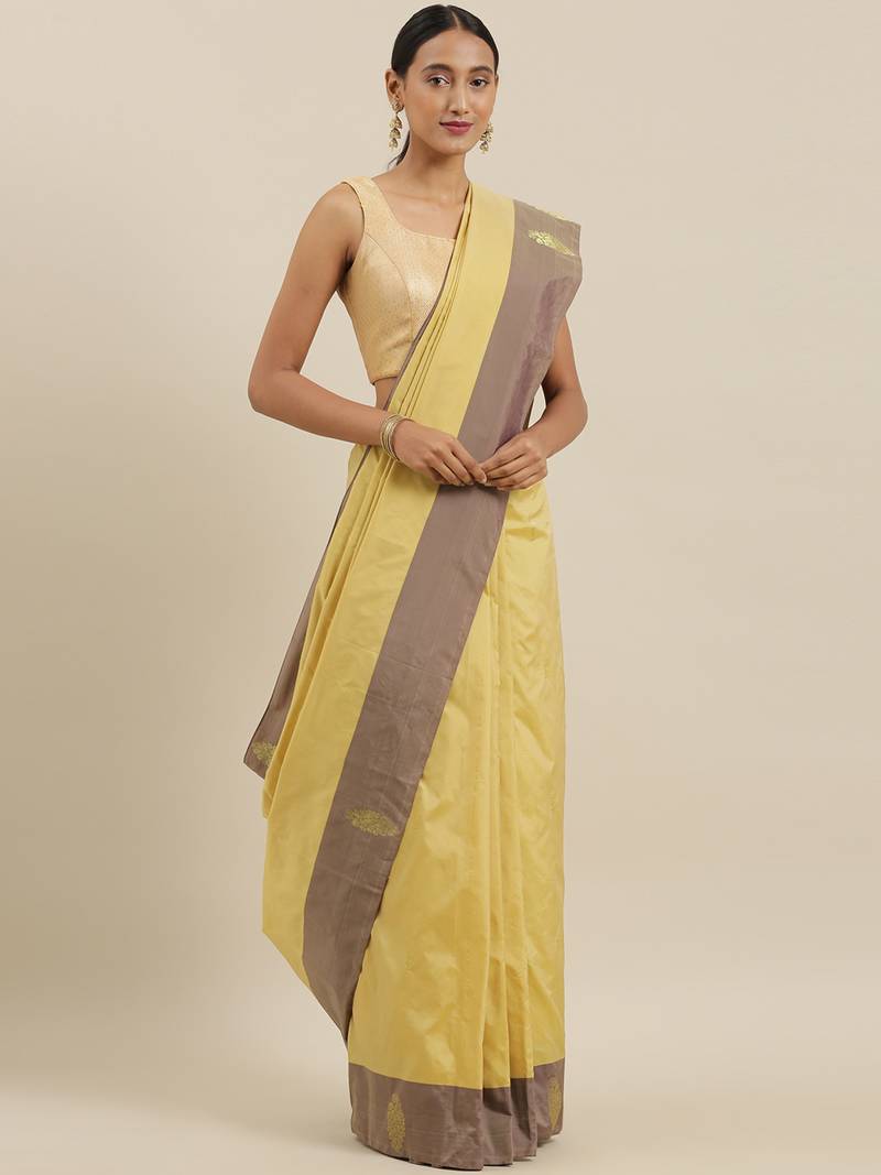 The Chennai Silks Beige Ilkal Pure Silk Saree With Running Blouse