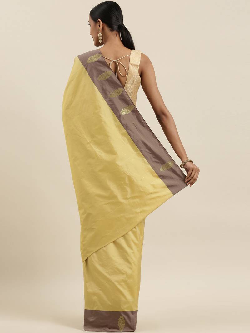 The Chennai Silks Beige Ilkal Pure Silk Saree With Running Blouse