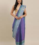The Chennai Silks Purple Ilkal Pure Silk Saree With Running Blouse