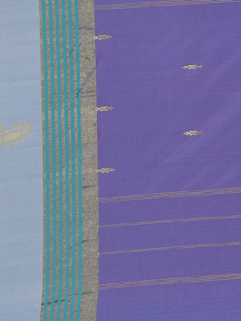 The Chennai Silks Purple Ilkal Pure Silk Saree With Running Blouse