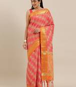 The Chennai Silks Red Dupion Saree With Running Blouse
