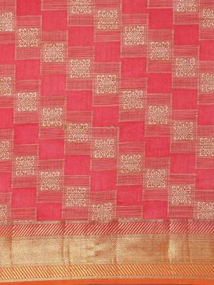 The Chennai Silks Red Dupion Saree With Running Blouse 4