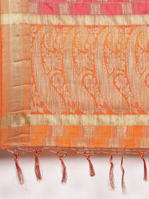 The Chennai Silks Red Dupion Saree With Running Blouse 5