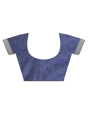 The Chennai Silks Navy Blue Dupion Saree With Running Blouse 6