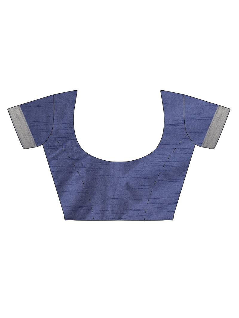 The Chennai Silks Navy Blue Dupion Saree With Running Blouse