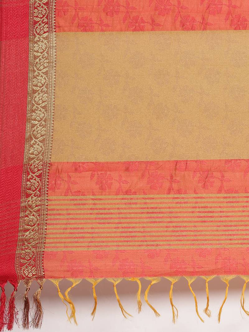 The Chennai Silks Burgundy Dupion Saree With Running Blouse