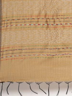 The Chennai Silks Olive Dupion Saree With Running Blouse 5