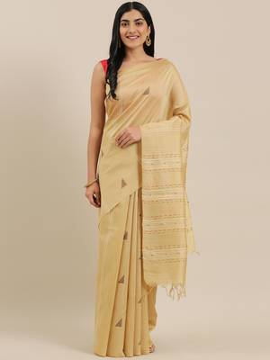 The Chennai Silks Beige Dupion Saree With Running Blouse 1