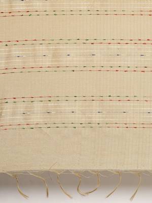 The Chennai Silks Beige Dupion Saree With Running Blouse 5