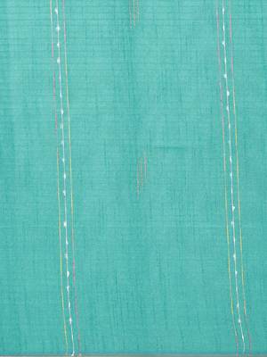 The Chennai Silks Green Dupion Saree With Running Blouse 4